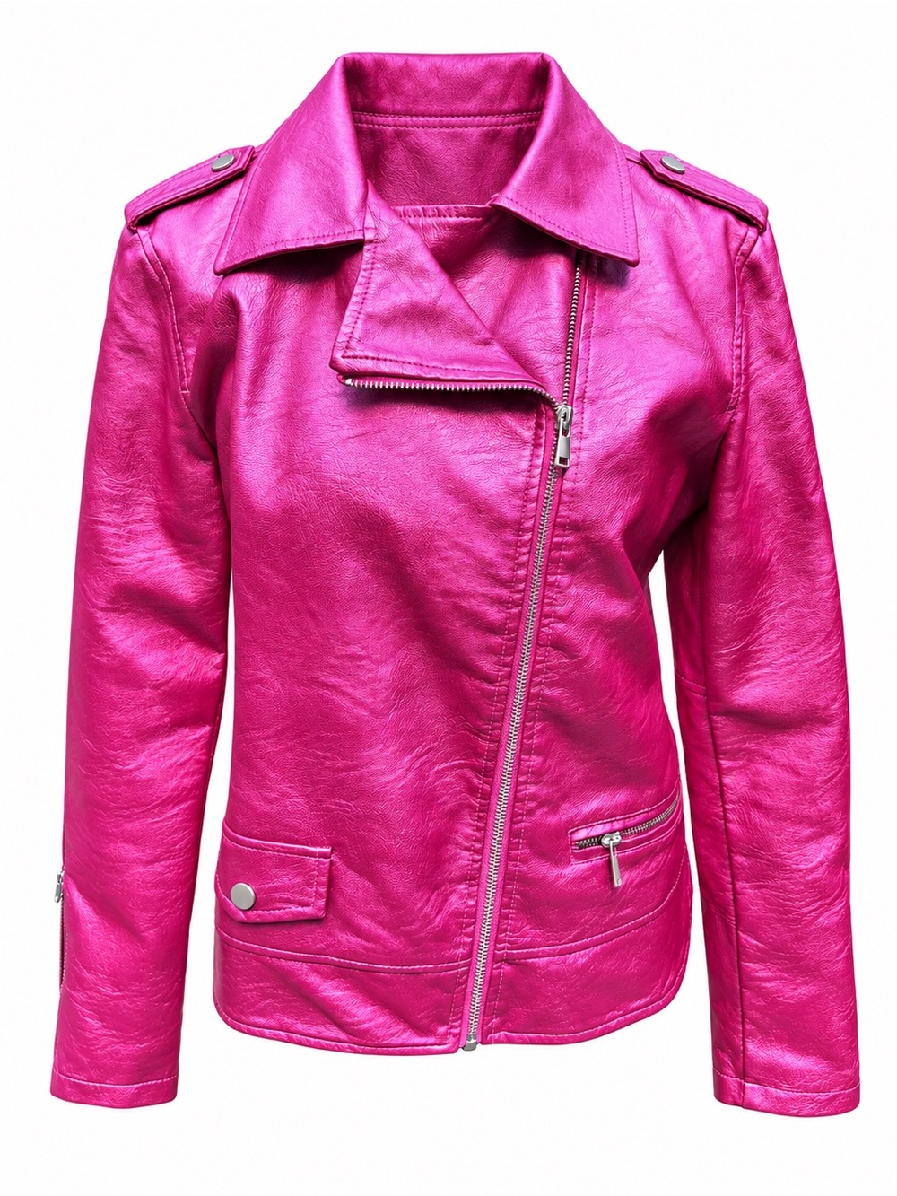 Baccini Hot Pink Asymmetric Moto Jacket